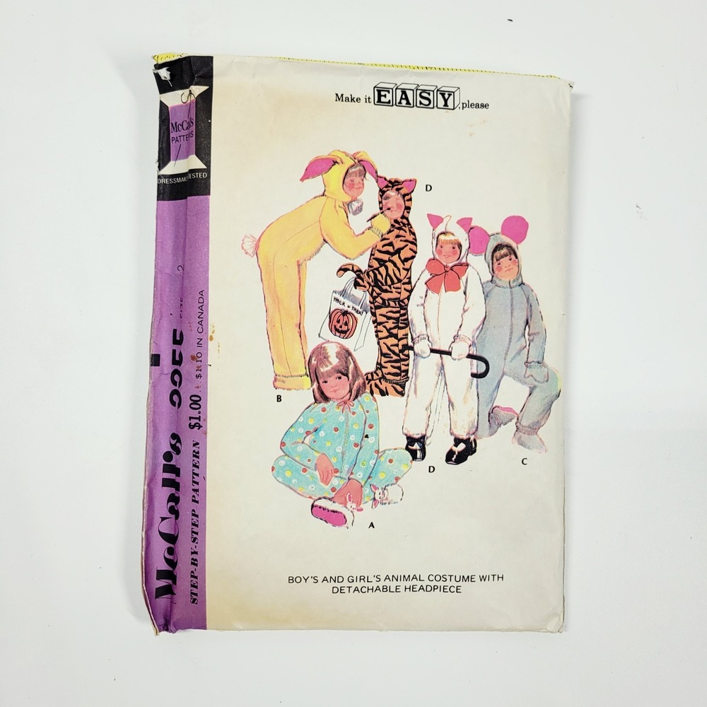 MCCalls Easy Childrens Halloween Costume Sewing Pattern Cut Complete